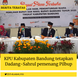 KPU Kabupaten Bandung tetapkan Dadang-Sahrul pemenang Pilbup