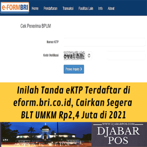 Inilah Tanda eKTP Terdaftar di eform.bri.co.id, Cairkan Segera BLT UMKM Rp2,4 Juta di 2021